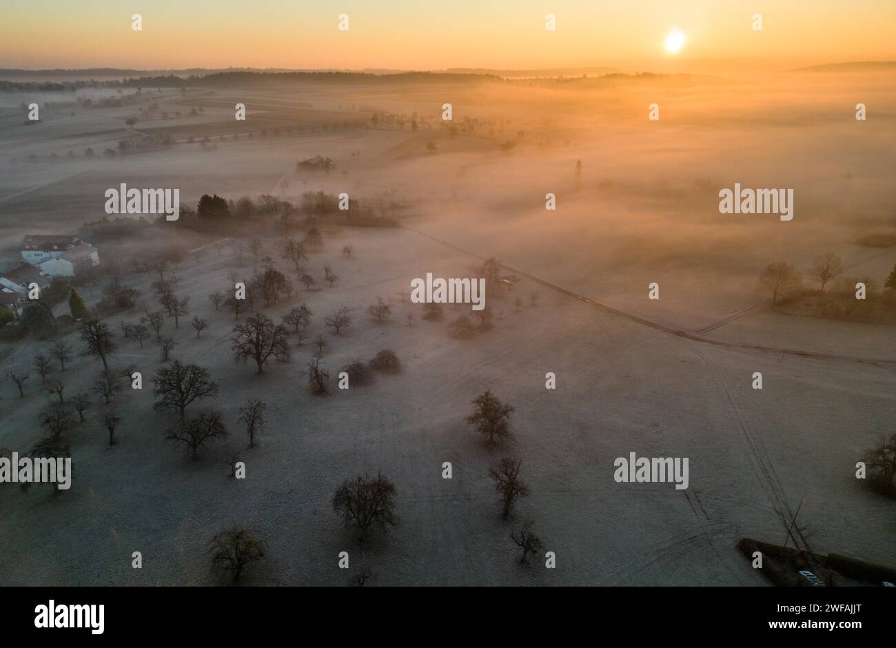 Lever de soleil sur Waldenbuch Banque D'Images