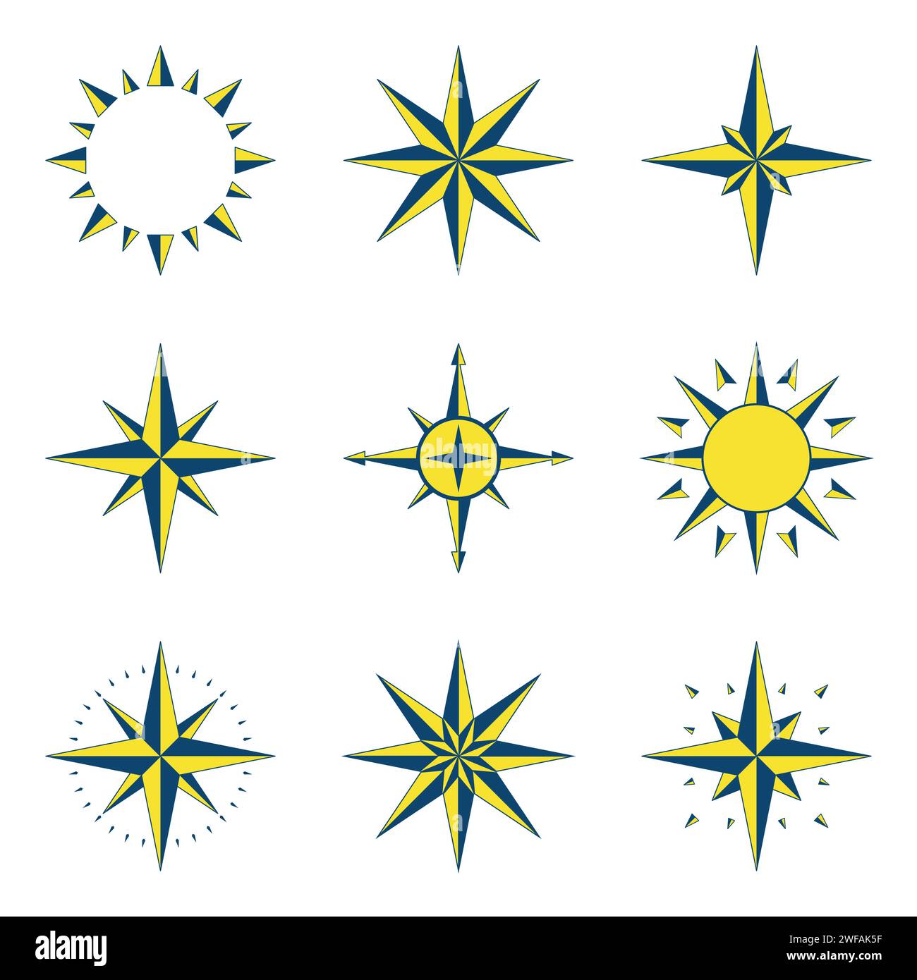 Jeu de couleurs unies de la boussole Illustration de Vecteur