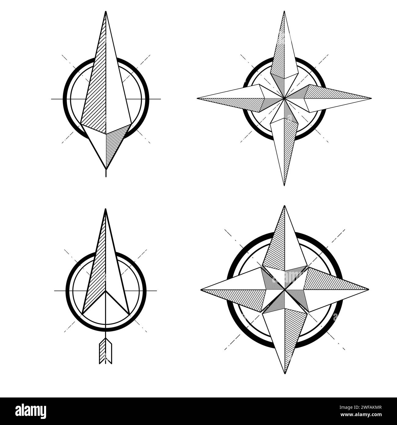 Flèches de boussole circulaire définies Illustration de Vecteur