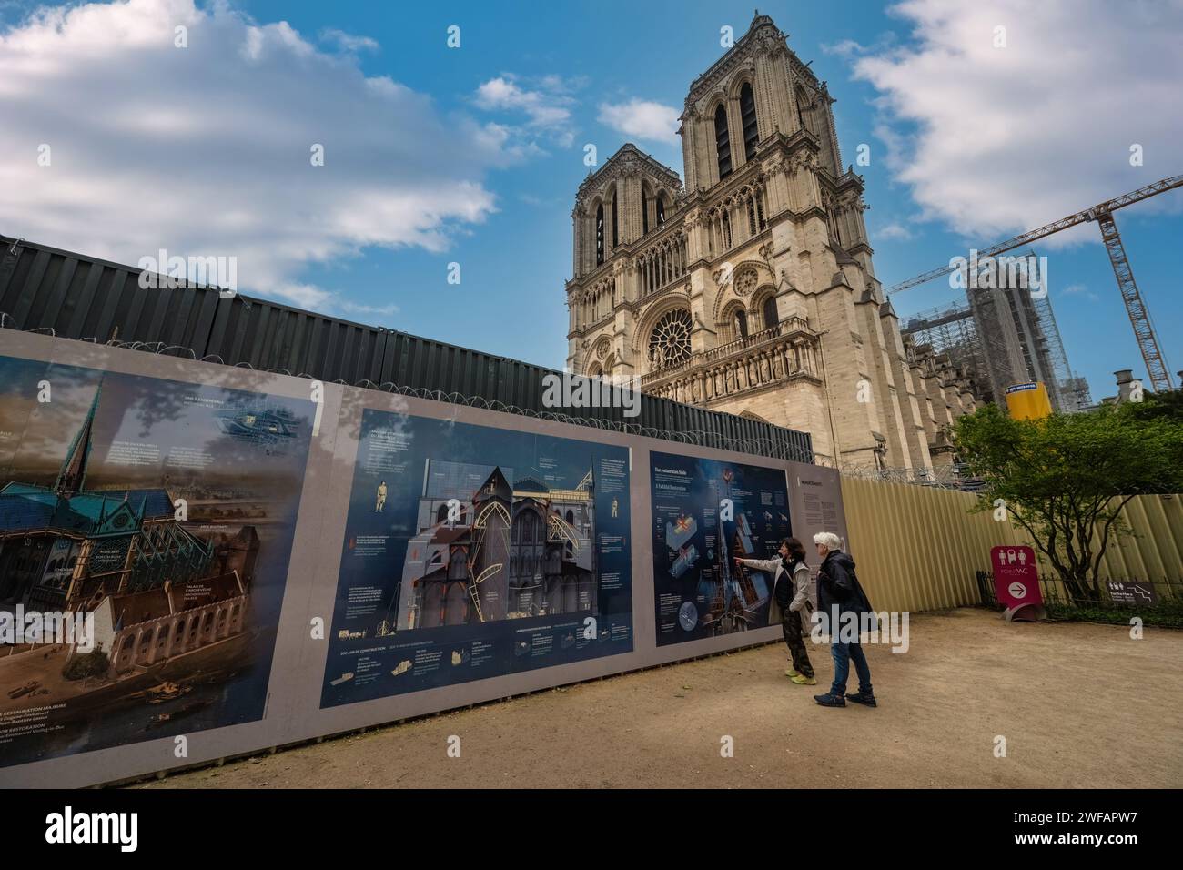 Paris, France - 15 mai 2023 : site de restauration de la cathédrale notre-Dame de Paris Banque D'Images