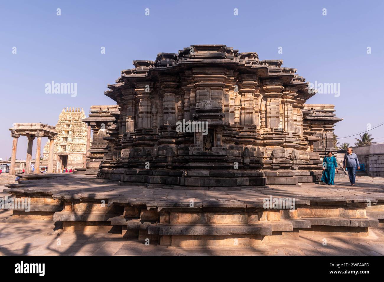 Belur, Karnataka, Inde - janvier 9 2023 : l'ancien temple Chennakeshava de l'ère Hoysala dans la ville de Belur dans le Karnataka. Banque D'Images