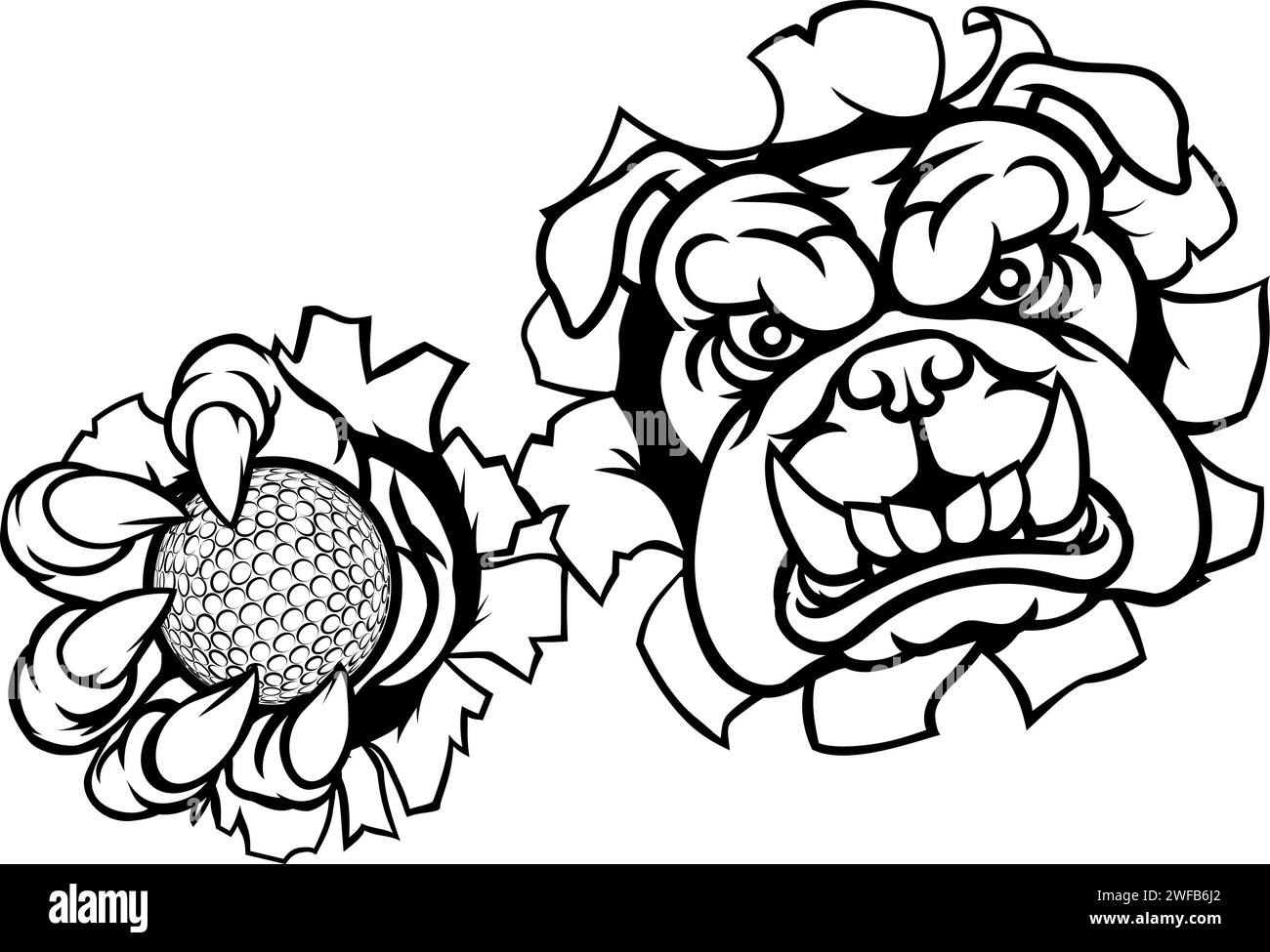 Mascotte de sport Bulldog Dog Animal Golf ball Illustration de Vecteur