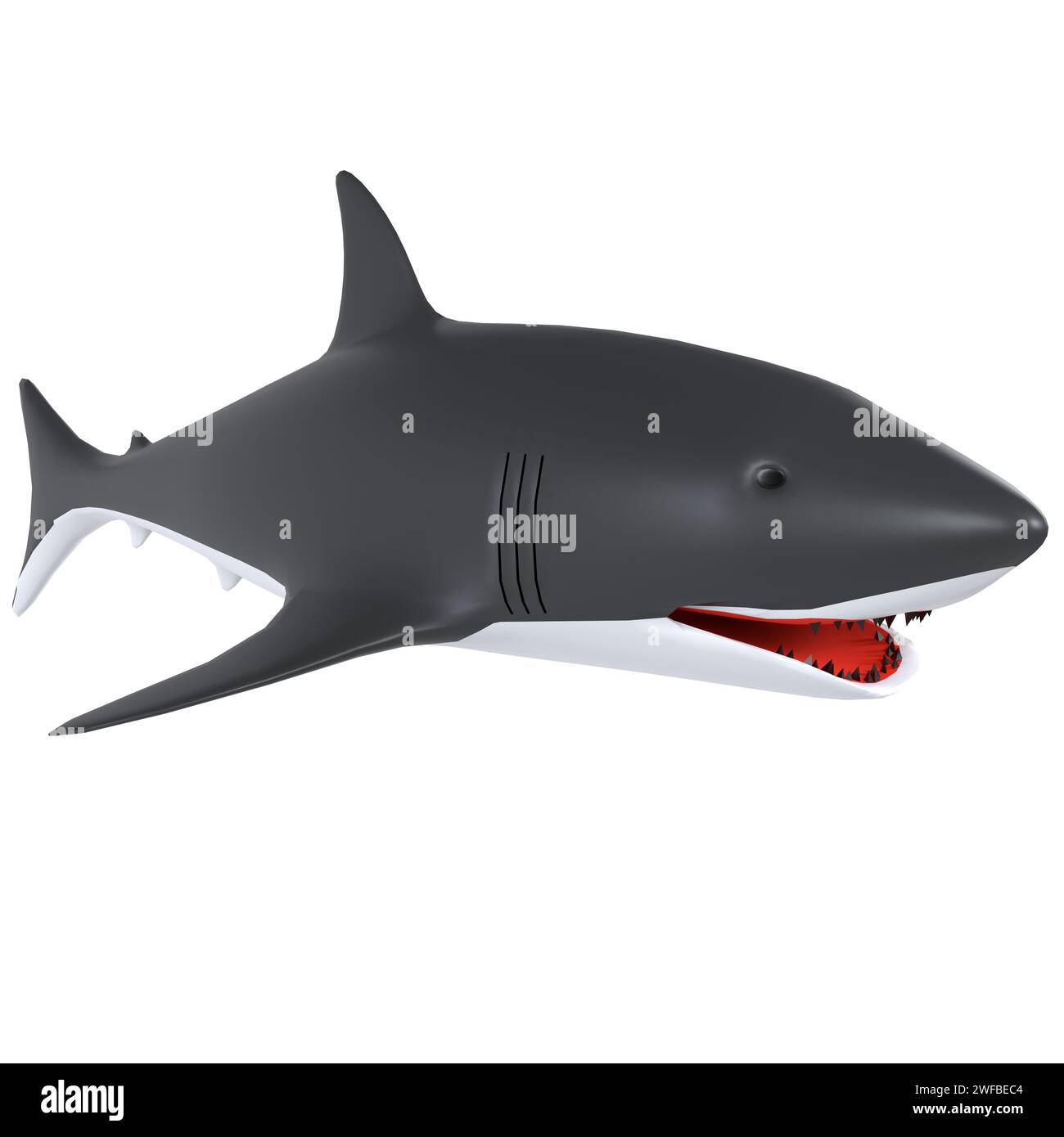 Requin isolé sur fond blanc. Illustration 3D de haute qualité Banque D'Images