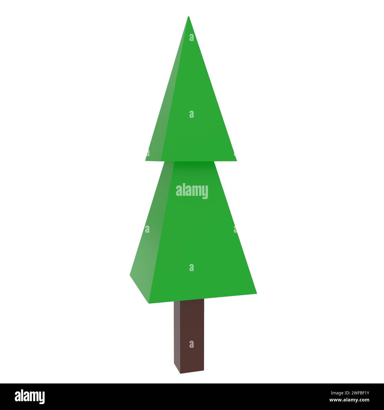 Arbre simple isolé sur fond blanc. Illustration 3D de haute qualité Banque D'Images