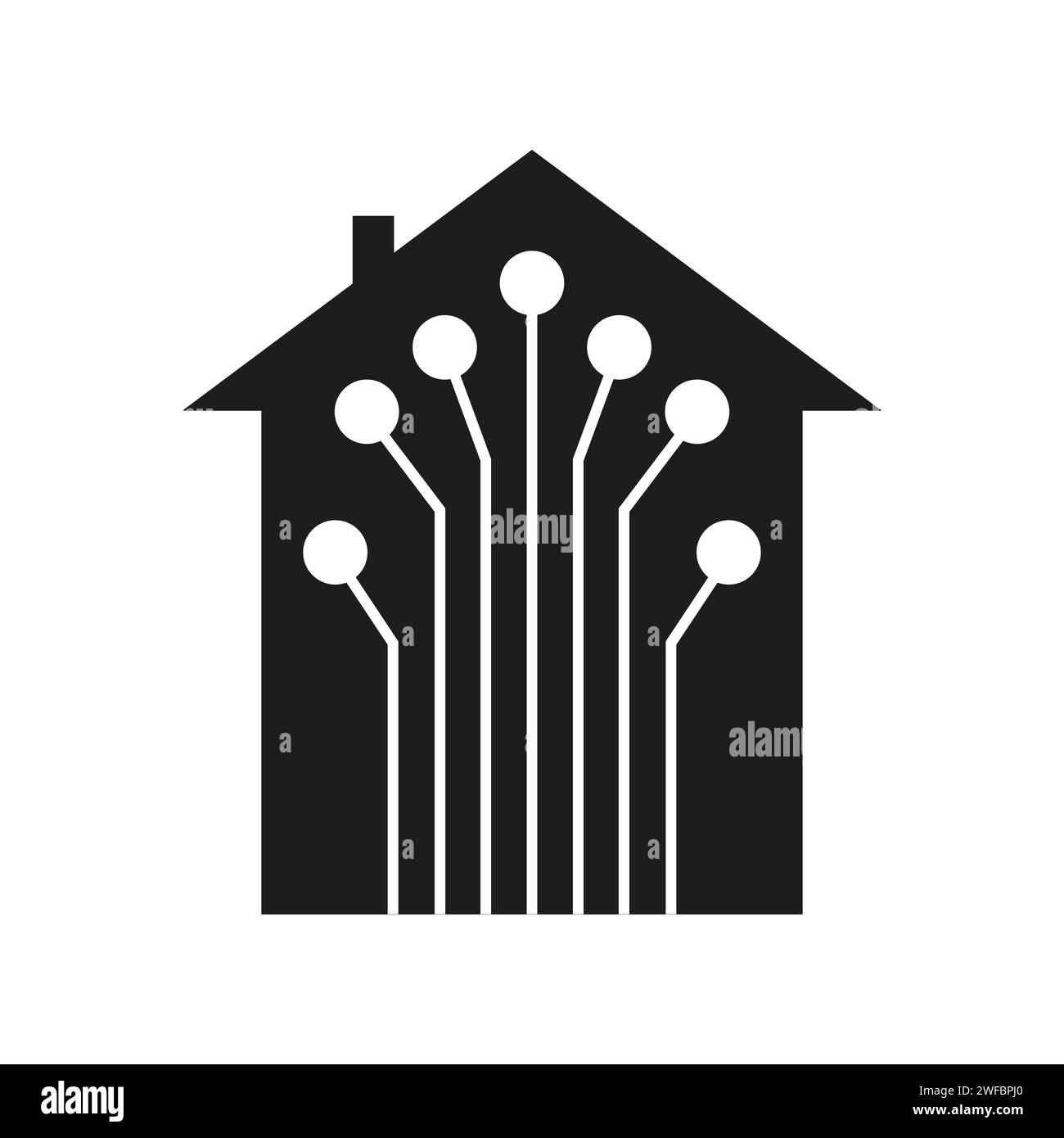 câble numérique domestique. Puce numérique de la carte mère. Communication Internet. Illustration vectorielle. SPE 10. Illustration de Vecteur