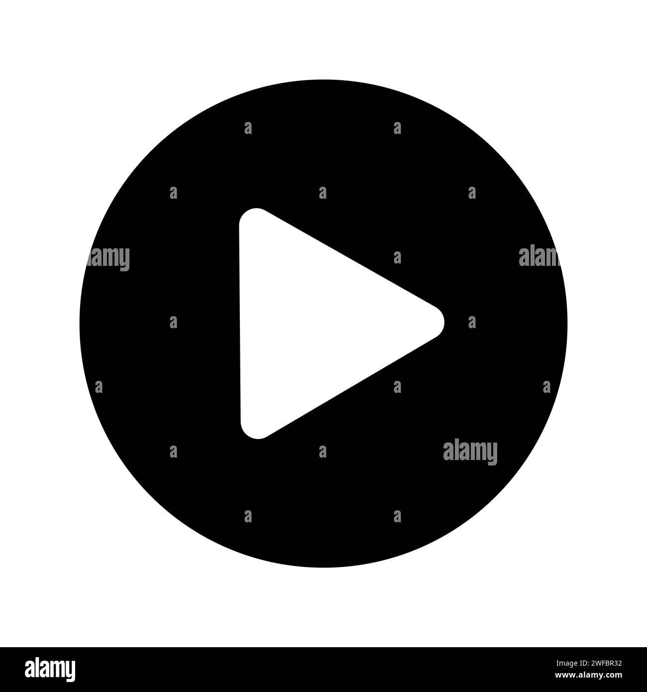 Icône de lecture. Flèche triangulaire blanche. Cercle noir. Élément APP. Concept multimédia. Illustration vectorielle. Image de stock. SPE 10. Illustration de Vecteur