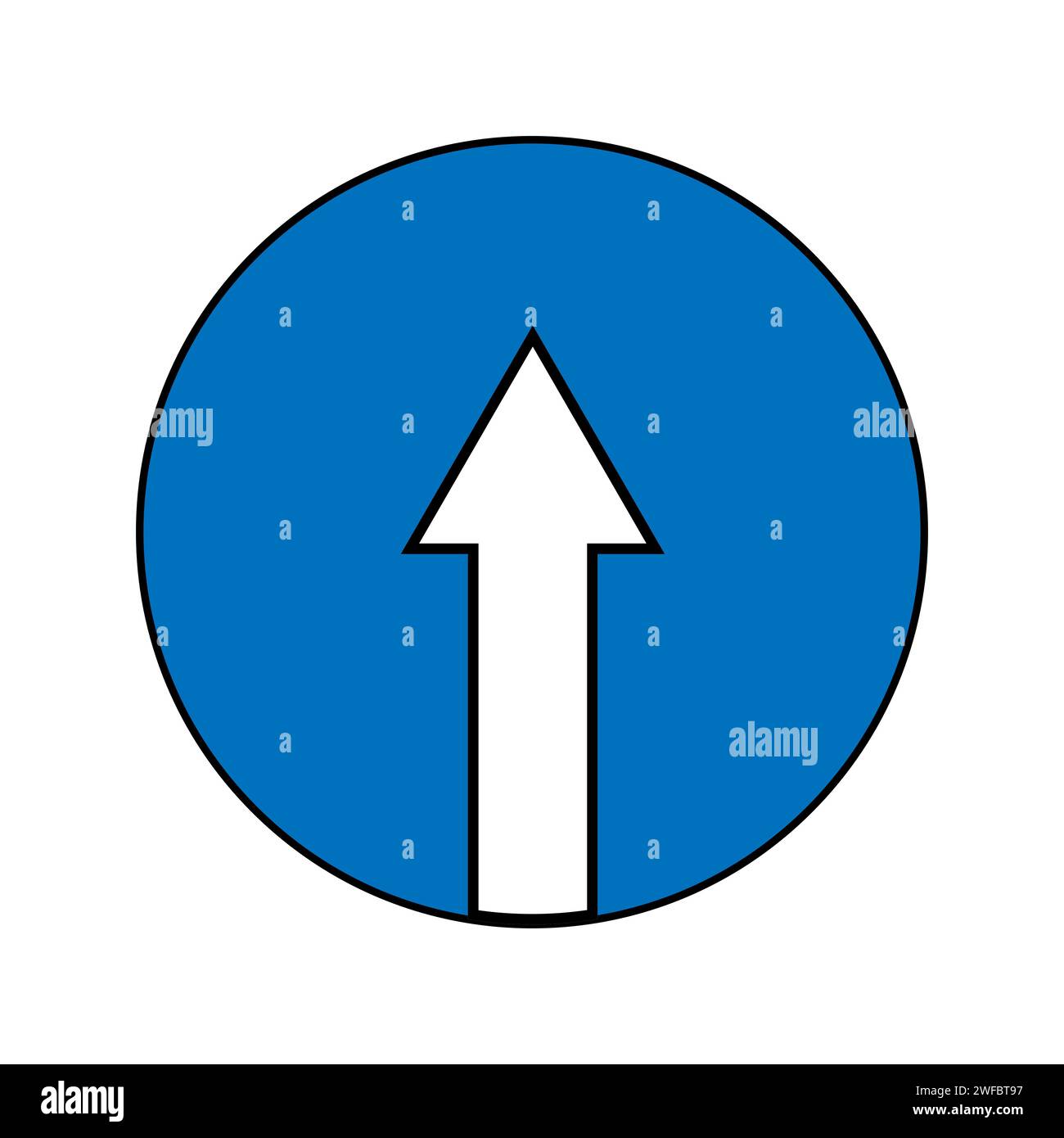 Continuez tout droit. Circulation routière. Icône obligatoire. Concept de navigation. Illustration vectorielle. Image de stock. SPE 10. Illustration de Vecteur