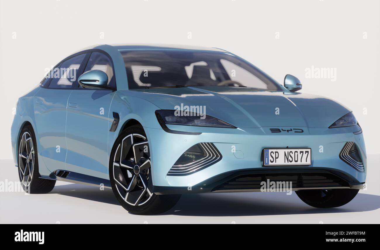 Sceau BYD sur fond blanc Banque D'Images