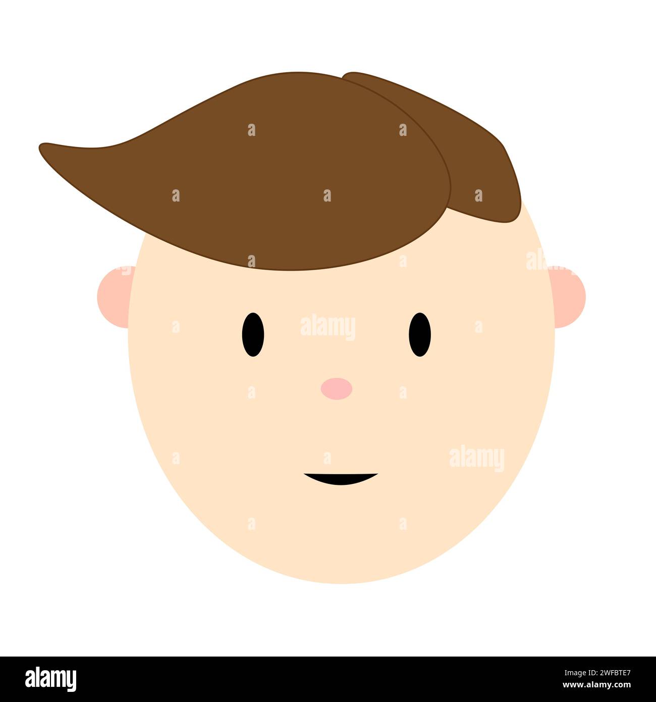 Icône de visage de petit garçon. Style dessin animé. Conception des personnages. Élément de message. Art plat simple Illustration vectorielle. Image de stock. SPE 10. Illustration de Vecteur