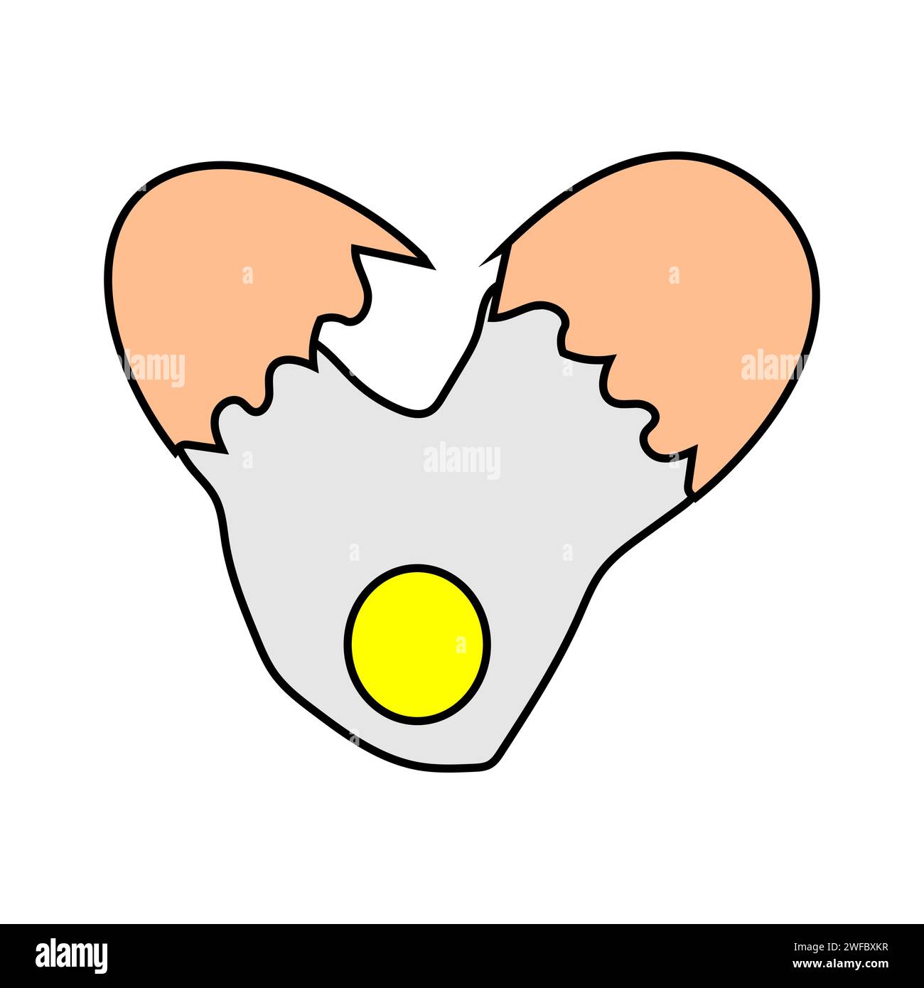 Oeuf de poule cassé. Nourriture du petit déjeuner. Procédé de cuisson. Design réaliste. Dessin animé. Illustration vectorielle. Image de stock. SPE 10. Illustration de Vecteur