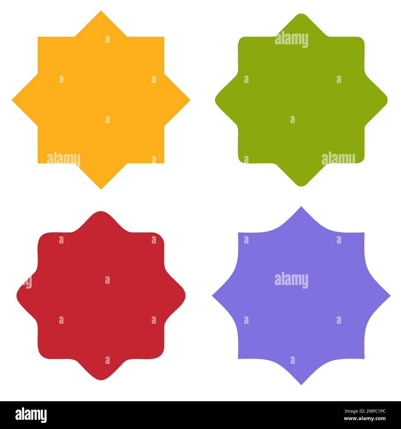étoiles octogonales colorées. Icône étoile. Illustration vectorielle. Image de stock. SPE 10. Illustration de Vecteur