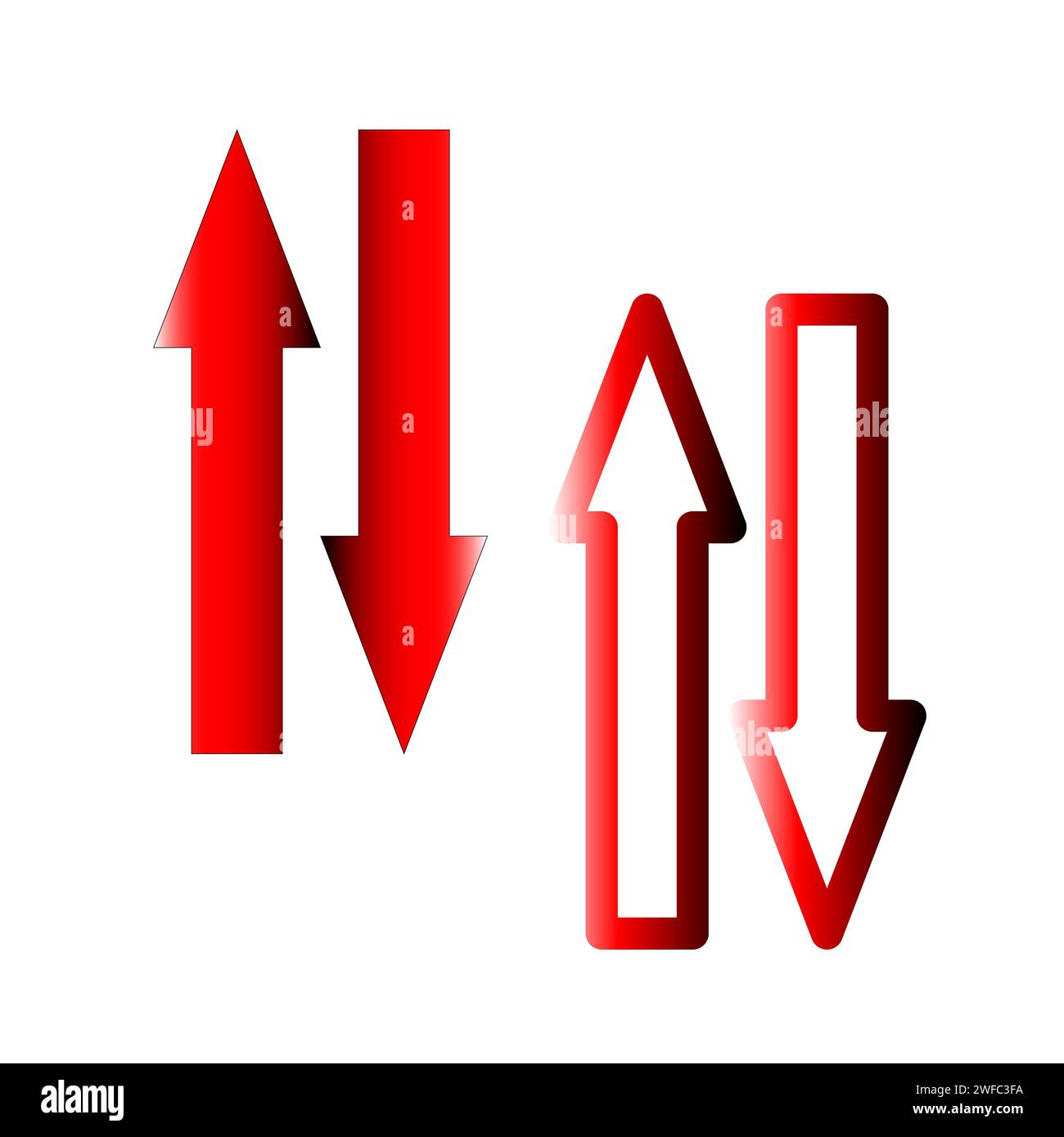 Flèches droites rouges abstraites. Flèche rouge vers le haut. Illustration vectorielle. Image de stock. SPE 10. Illustration de Vecteur