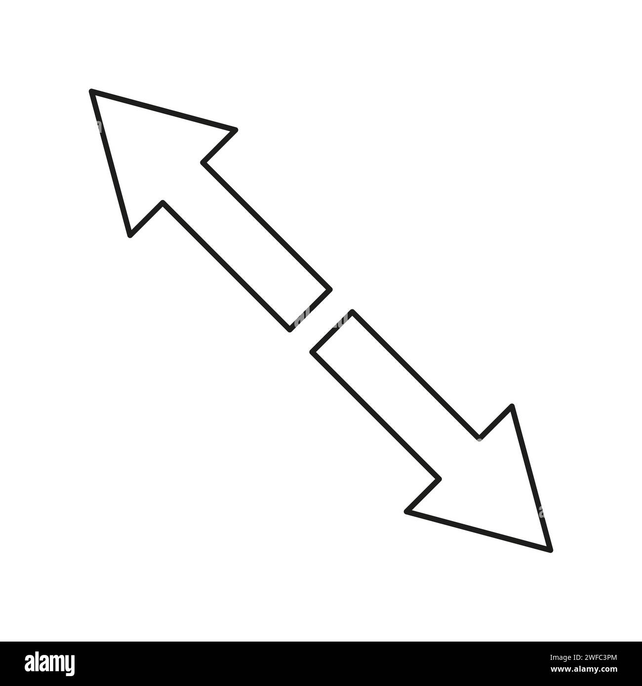 Icône avec deux flèches. Direction différente. Signes diagonaux. Gauche et haut. Droite et bas. Illustration vectorielle. Image de stock. SPE 10. Illustration de Vecteur