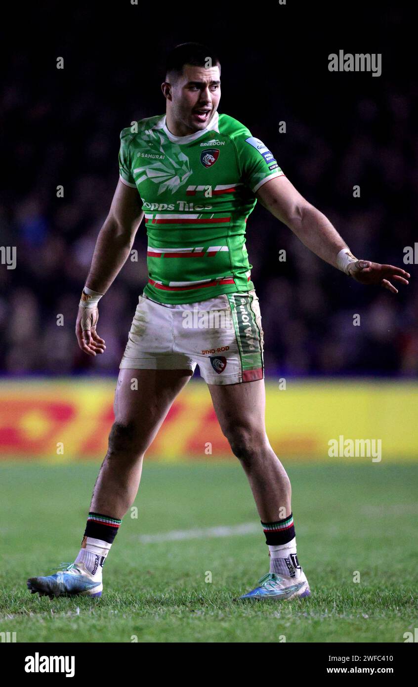 Londres, Royaume-Uni. 26 janvier 2024. Dan Kelly de Leicester lors du Gallagher Premiership Rugby match entre Harlequins et Leicester à Twickenham Stoop Banque D'Images