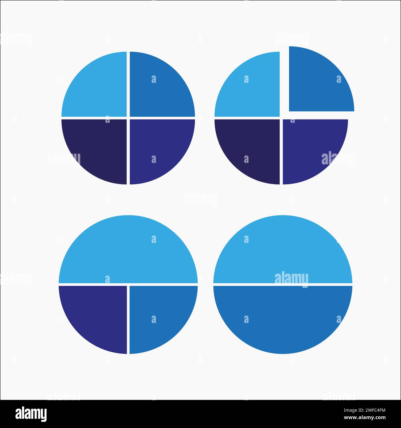 Parties bleues isolées du cercle. Infographie du segment. Diagramme de cycle. Diagramme d'activité. Illustration vectorielle. Image de stock. SPE 10. Illustration de Vecteur