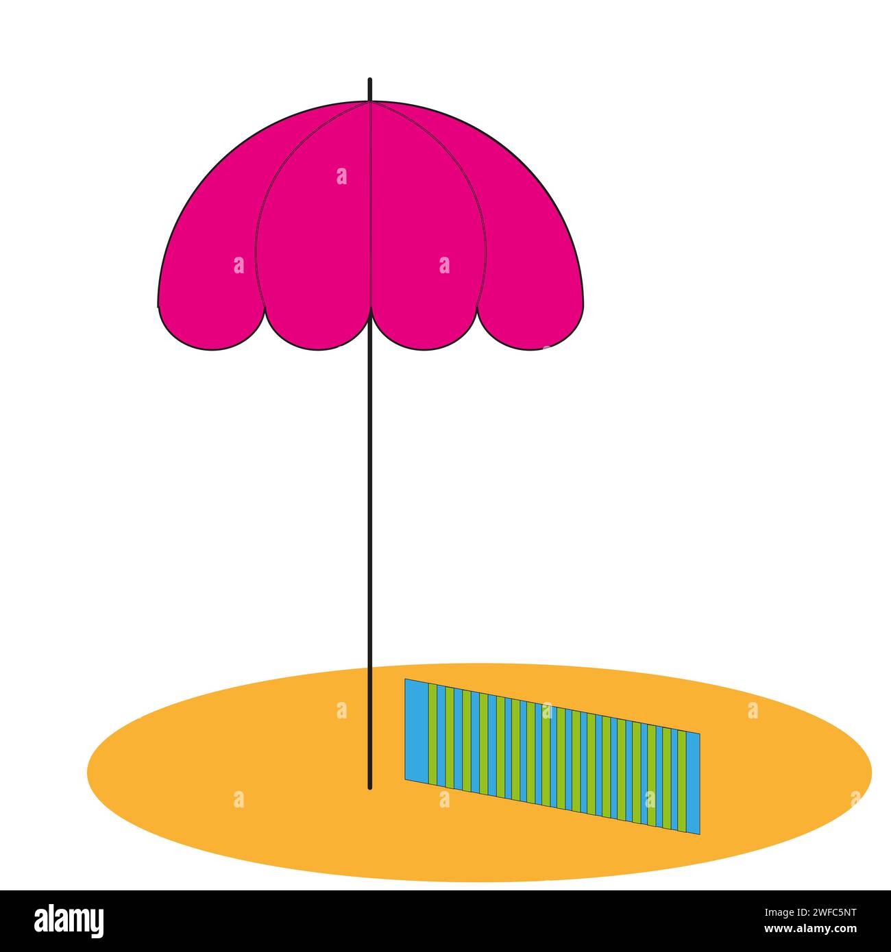 Icône de couleur de dessin animé avec parasol de plage. Vacances d'été. Symbole temps chaud. Illustration vectorielle. image de stock. SPE 10. Illustration de Vecteur