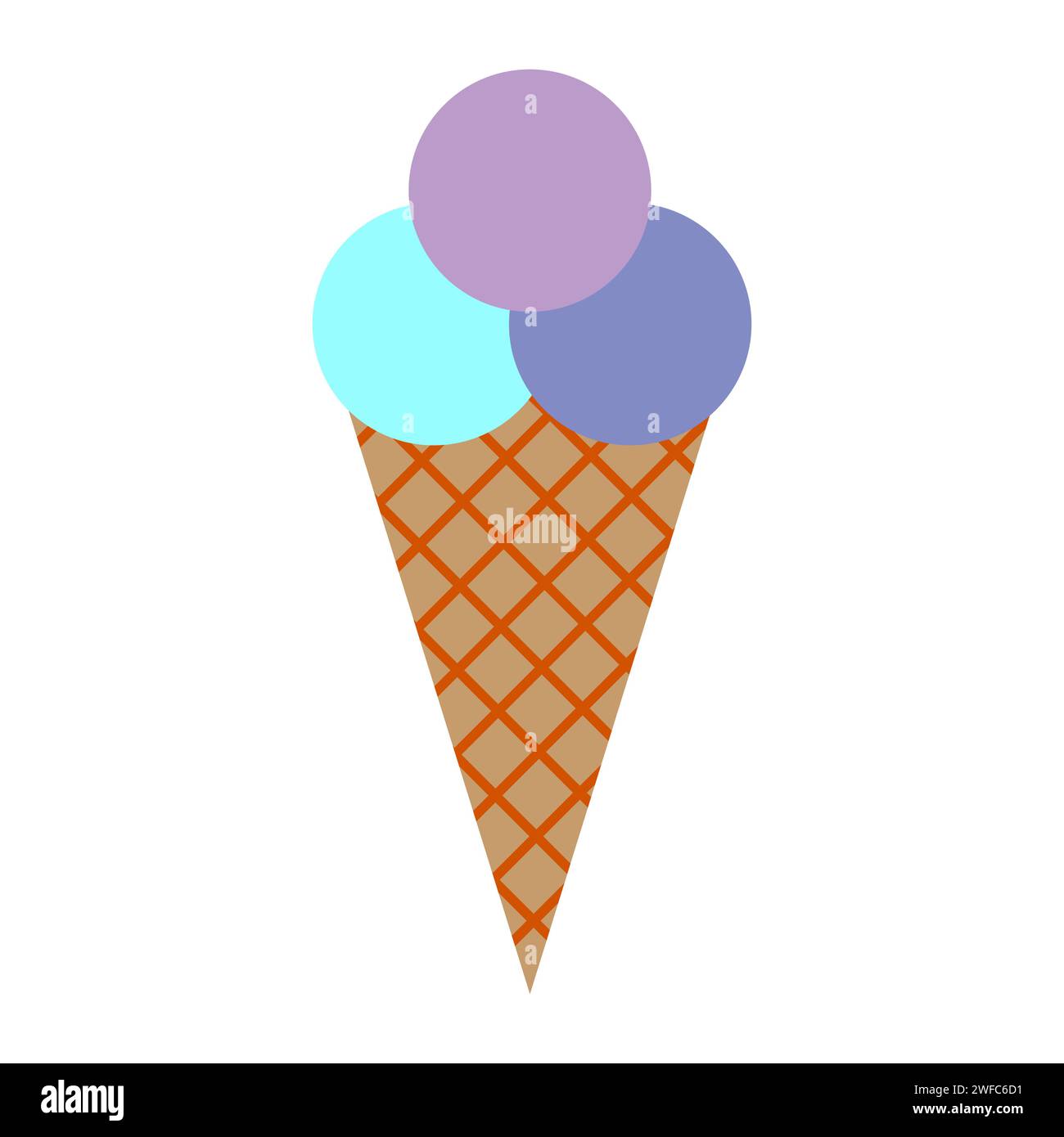 Icône de crème glacée. Boules colorées en cône gaufré. Symbole de l'heure d'été. Dessin animé. Illustration vectorielle. Image de stock. SPE 10. Illustration de Vecteur