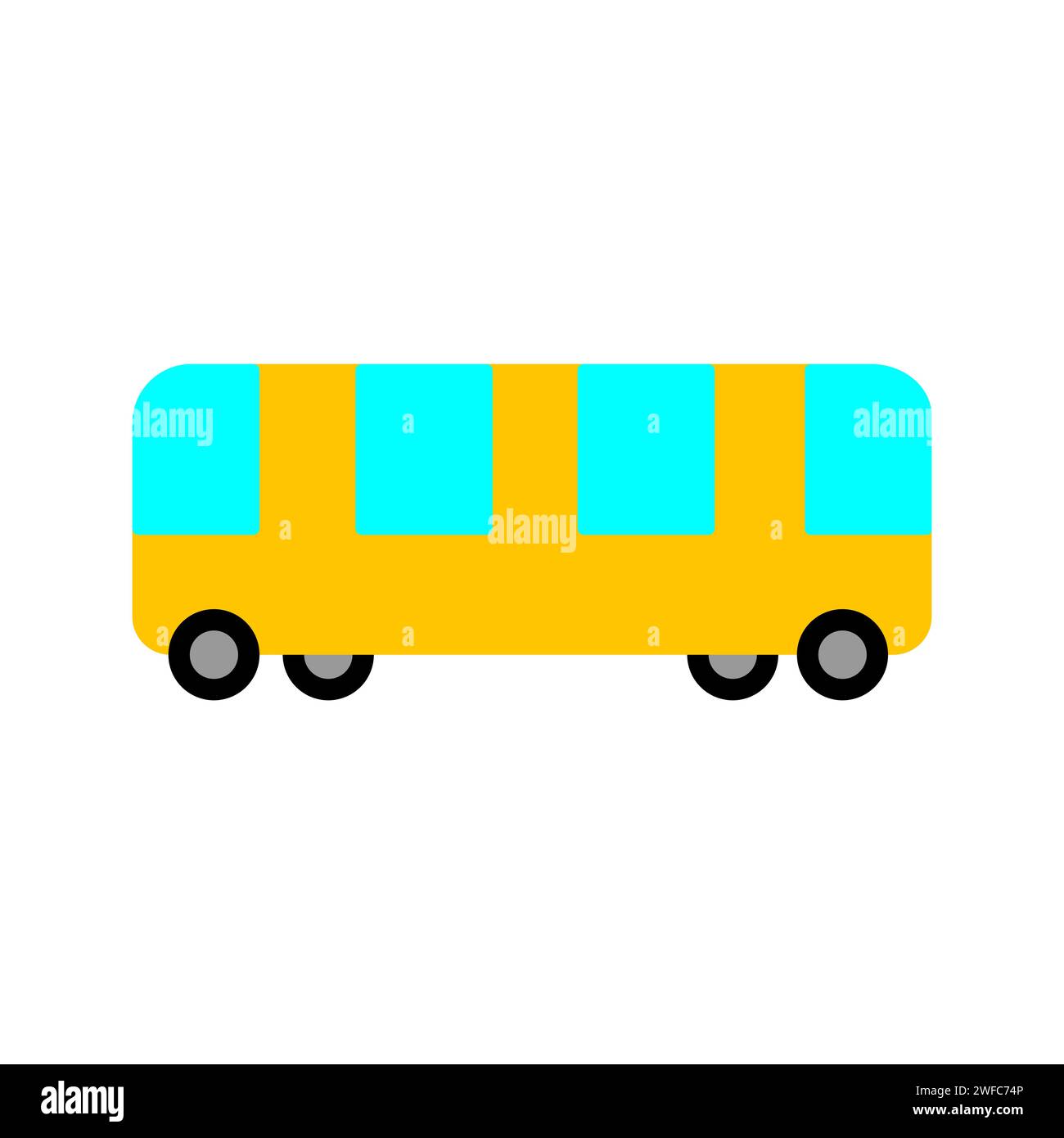 Icône de bus de dessin animé. École grande auto. Type de transport. Ligne plate. Dessiné à la main. Design artistique. Illustration vectorielle. Image de stock. SPE 10. Illustration de Vecteur