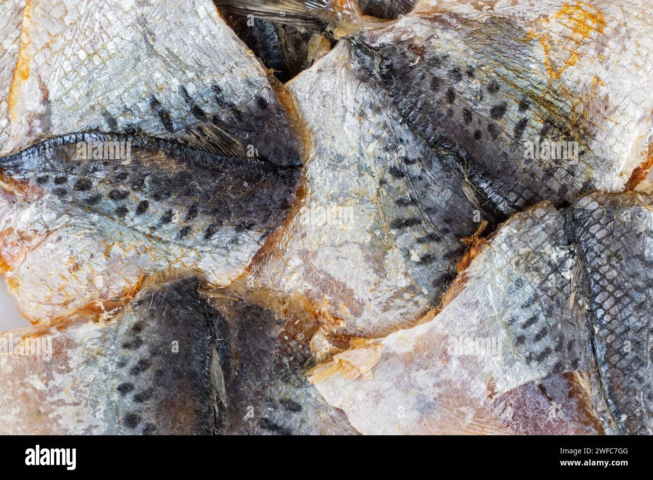 Poissons scad séchés à rayures jaunes. snack pour la bière. Banque D'Images