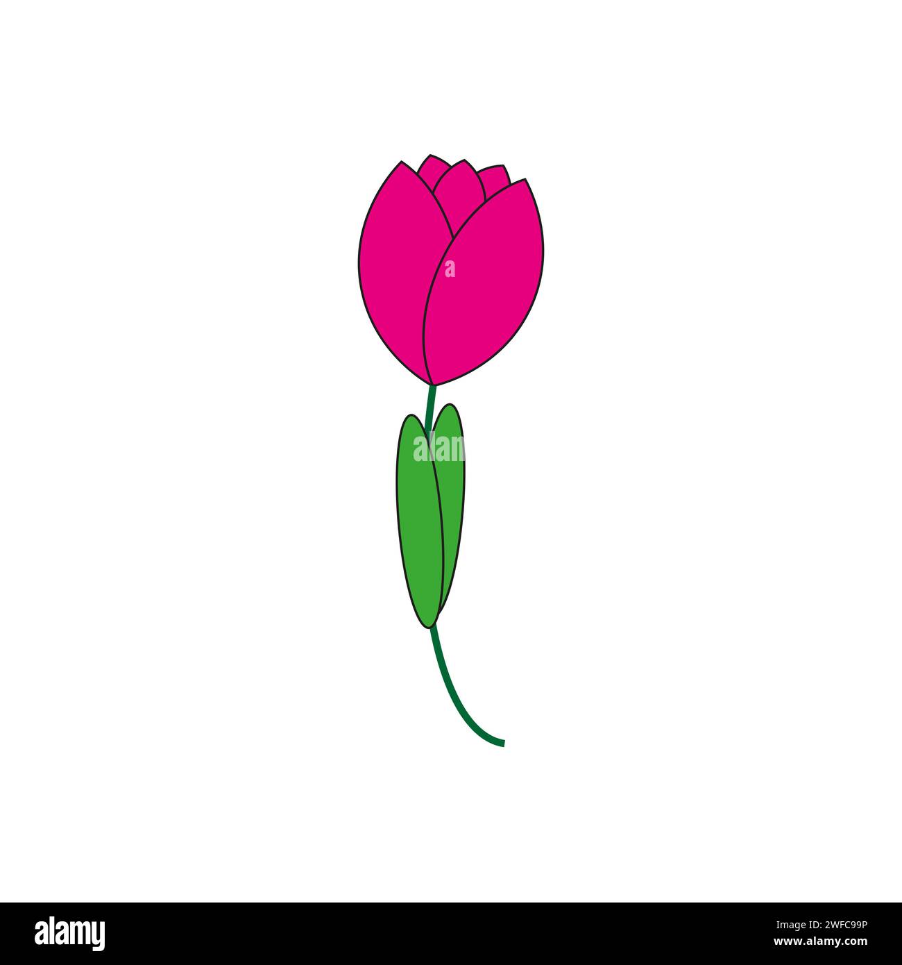 Doodle une tulipe. Imprimé botanique printanier. Illustration vectorielle. image de stock. SPE 10. Illustration de Vecteur