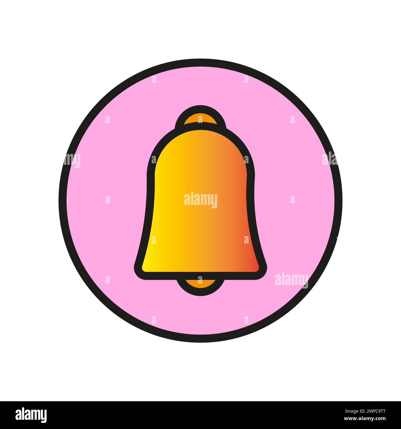 Icône en forme de cloche plate. Symbole plat simple. Horloge ronde. Avis Bell. Symbole d'appel. Illustration vectorielle. image de stock. SPE 10. Illustration de Vecteur