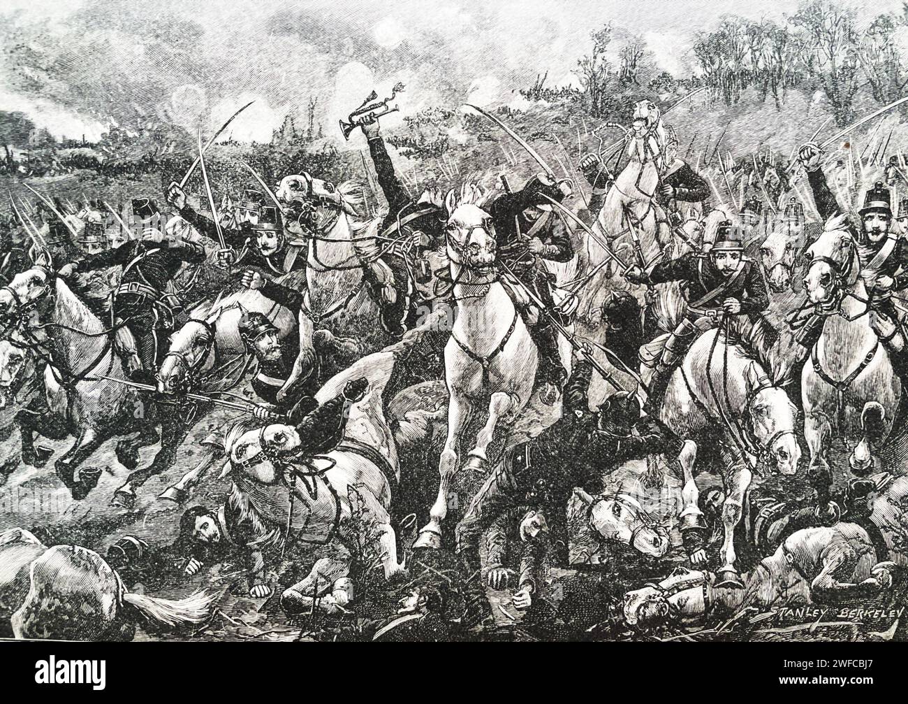 IL PARTICIPE À LA BATAILLE DE SEDAN LE 1-2 SEPTEMBRE 1870. La cavalerie française frappe une ligne de tirailleurs prussiens. Banque D'Images