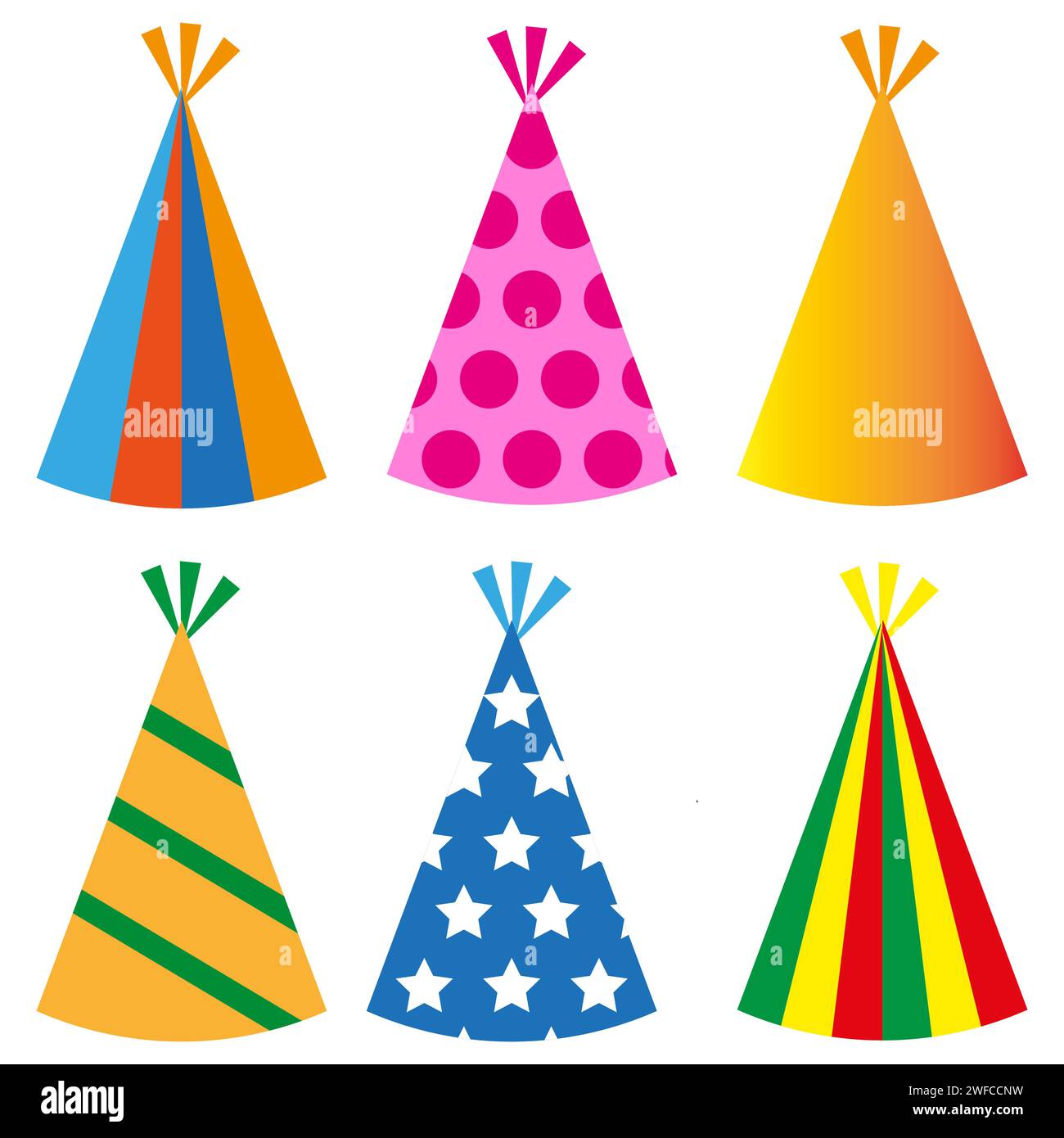 Carnaval de casquettes colorées. Carte d'anniversaire. Fête, fond d'anniversaire, confettis, festif, surprise. Illustration vectorielle. Image de stock. SPE 10. Illustration de Vecteur