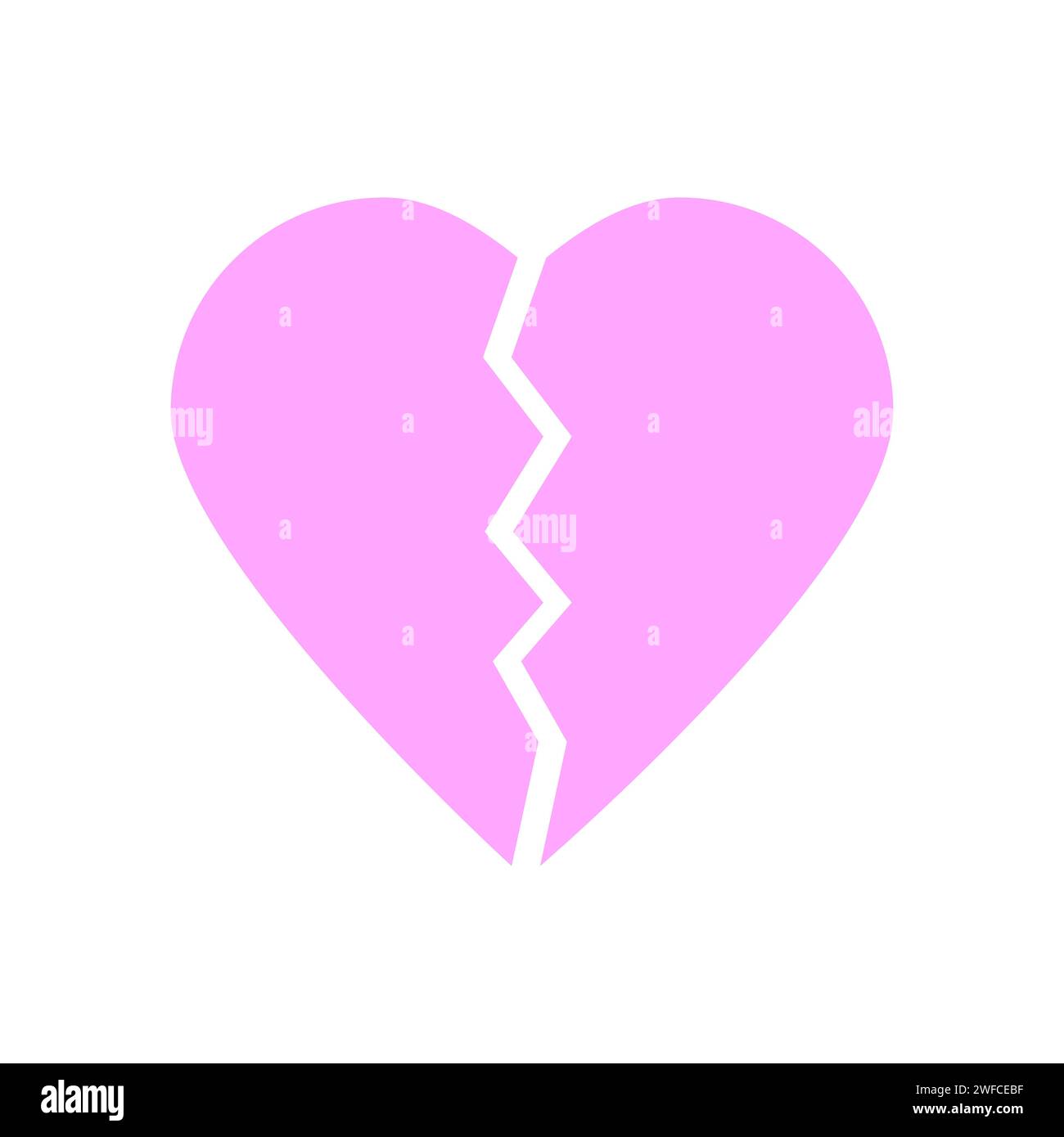 Icône cœur brisé. Signe rose. Symbole d'amour malheureux. Esquisse art.. Dessin animé moderne. Illustration vectorielle. Image de stock. SPE 10. Illustration de Vecteur