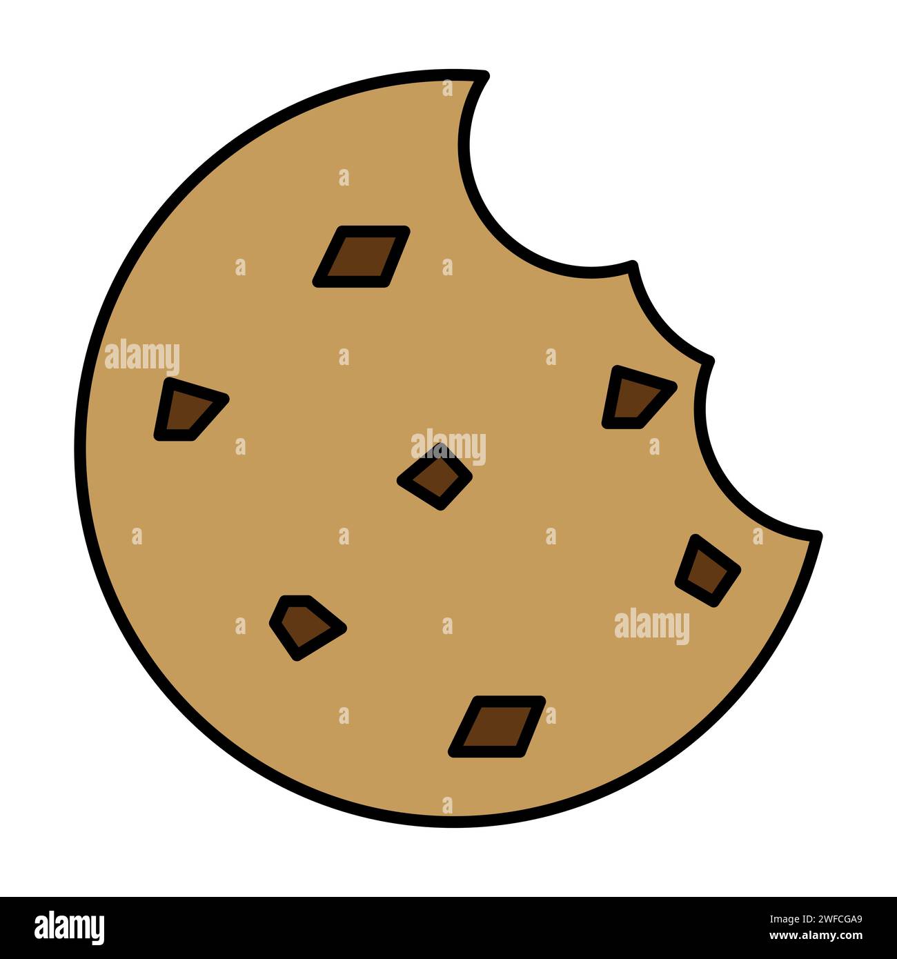 Cookie mordu. Sucre de dessin animé. Illustration alimentaire. Nourriture sucrée. Illustration vectorielle. image de stock. SPE 10. Illustration de Vecteur