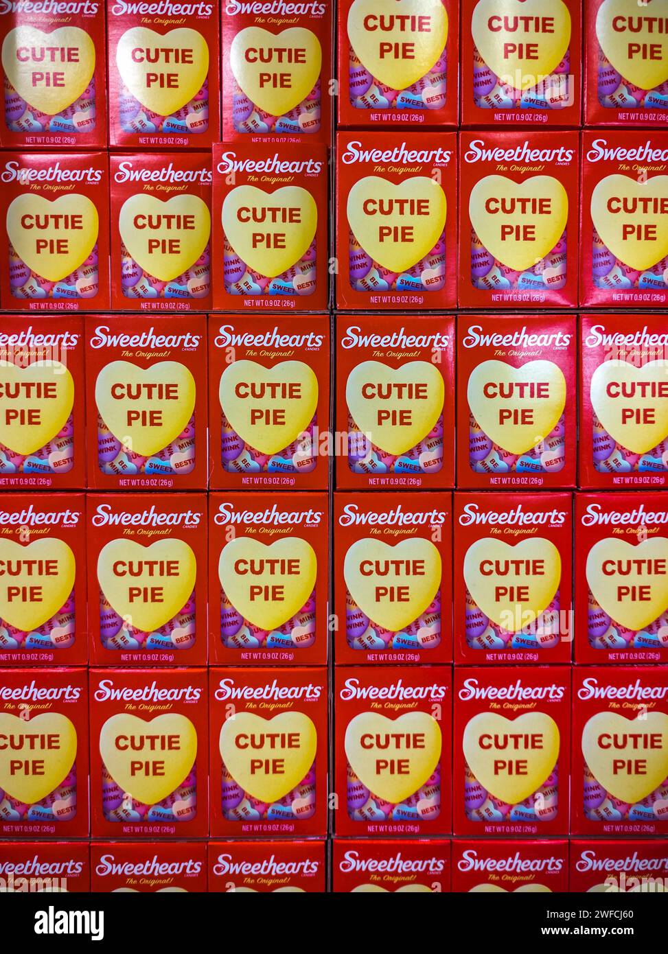 Boîtes de chérie de la Saint-Valentin dans un supermarché à New York le mercredi 24 janvier 2024. (© Richard B. Levine) Banque D'Images