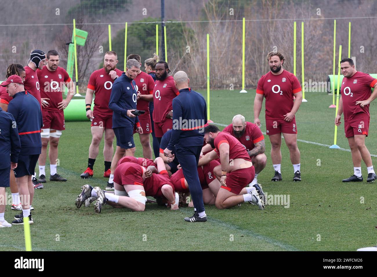 Girona, Espagne, 29 janvier 2024 - camp d'entraînement de rugby masculin en Angleterre. Banque D'Images