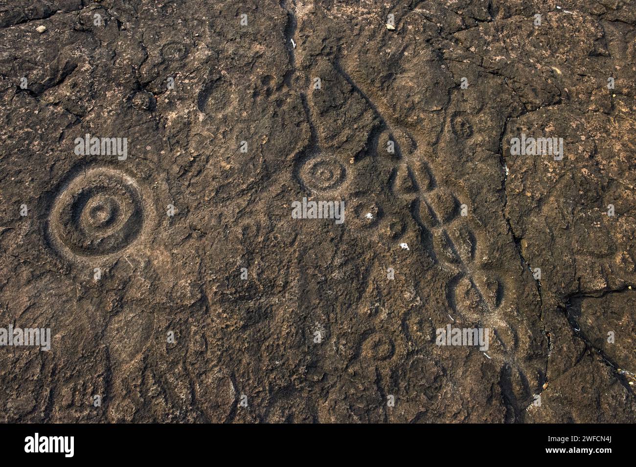 Inscriptions rocheuses - site archéologique de Pedra do Bisnau - Banque D'Images