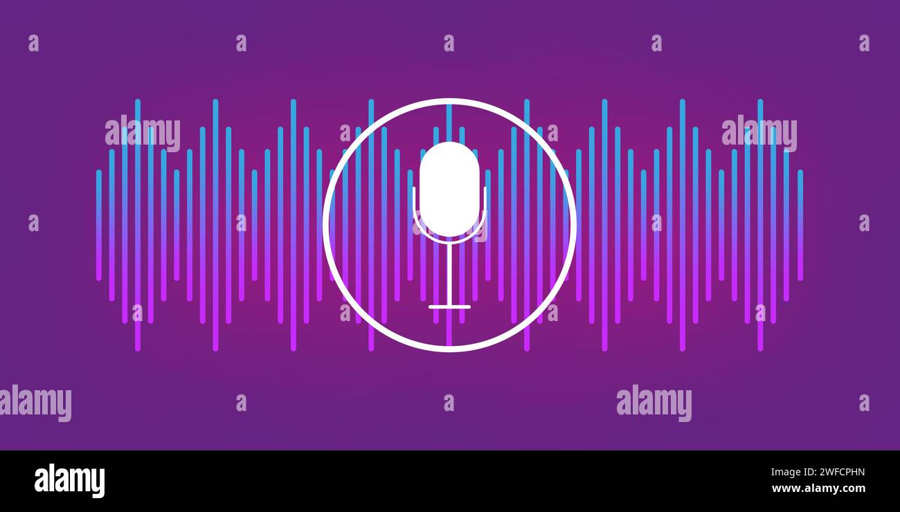 Microphone à ondes sonores. Technologie iot. Arrière-plan de la connexion réseau. Équipement de sonorisation. Illustration vectorielle. Image de stock. SPE 10. Illustration de Vecteur