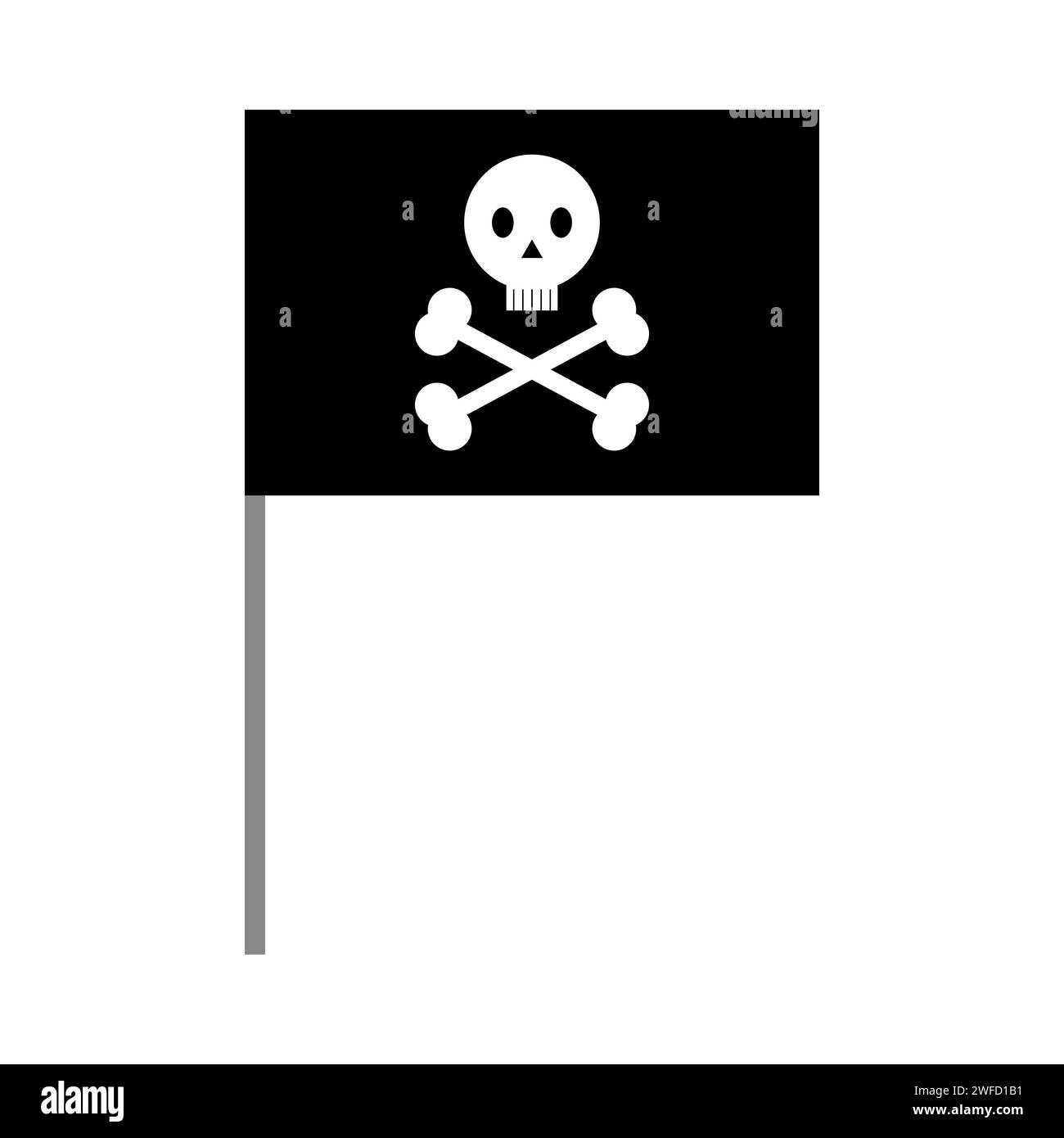 Drapeau pirate noir de dessin animé. Concept de voyage. Illustration vectorielle. image de stock. SPE 10. Illustration de Vecteur