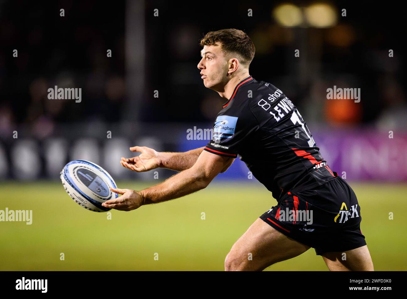 LONDRES, ROYAUME-UNI. 27 janvier 2024. Alex Leiwington de Saracens en action lors de Saracens vs Exeter Chiefs Gallagher Premiership Rugby R10 à Ston Banque D'Images