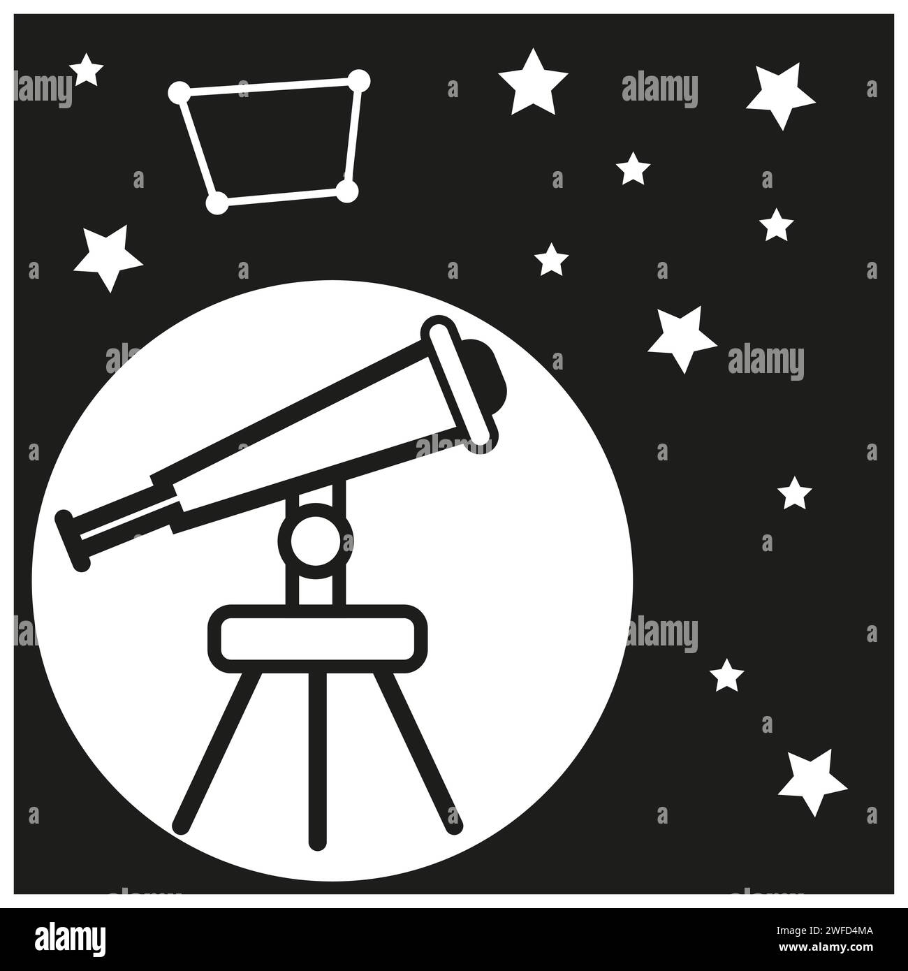 icône du ciel nocturne du télescope. Planète Terre. Vecteur d'icône. Vecteur de lune. Icône étoile. Illustration vectorielle. Image de stock. spe 10. Illustration de Vecteur