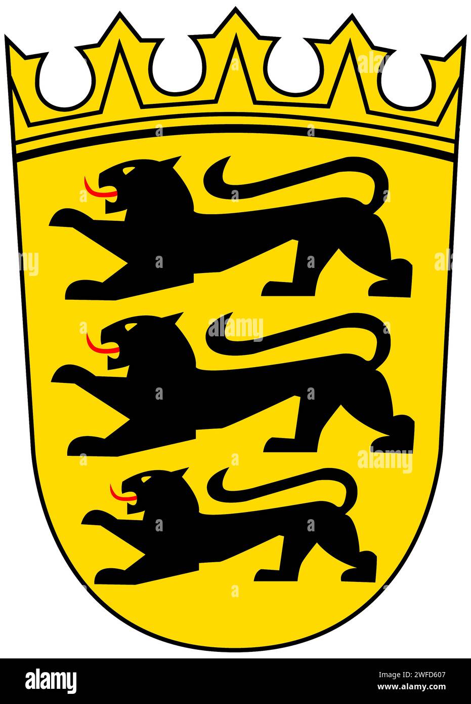 Armoiries de l'État fédéral allemand Baden Wurttemberg - Allemagne. Banque D'Images