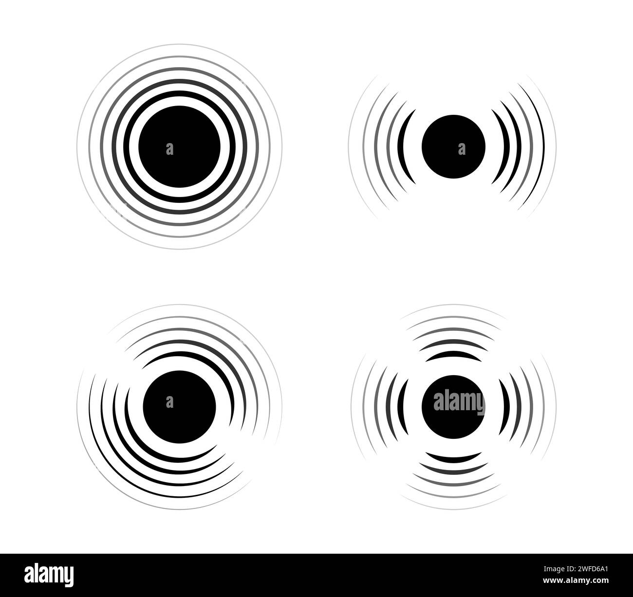 Les cercles noirs font mal. Radar à cercles noirs. Illustration vectorielle. image de stock. SPE 10. Illustration de Vecteur