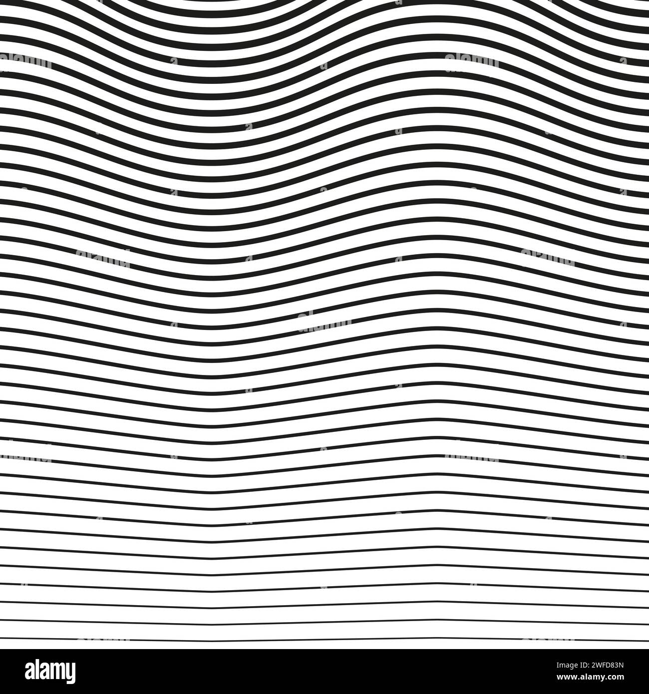 Lignes horizontales, motif de rayures. effet de distorsion ondulé et incurvé. Pliage, lignes gauchies avec épaisseur aléatoire. Illustration vectorielle. image de stock. EPS Illustration de Vecteur