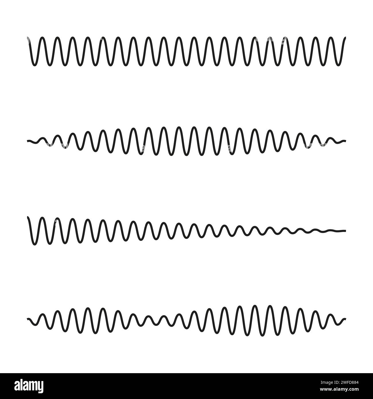 Lignes de zigzags noires ressort sur fond blanc. Motif d'onde. Illustration vectorielle. SPE 10. Illustration de Vecteur