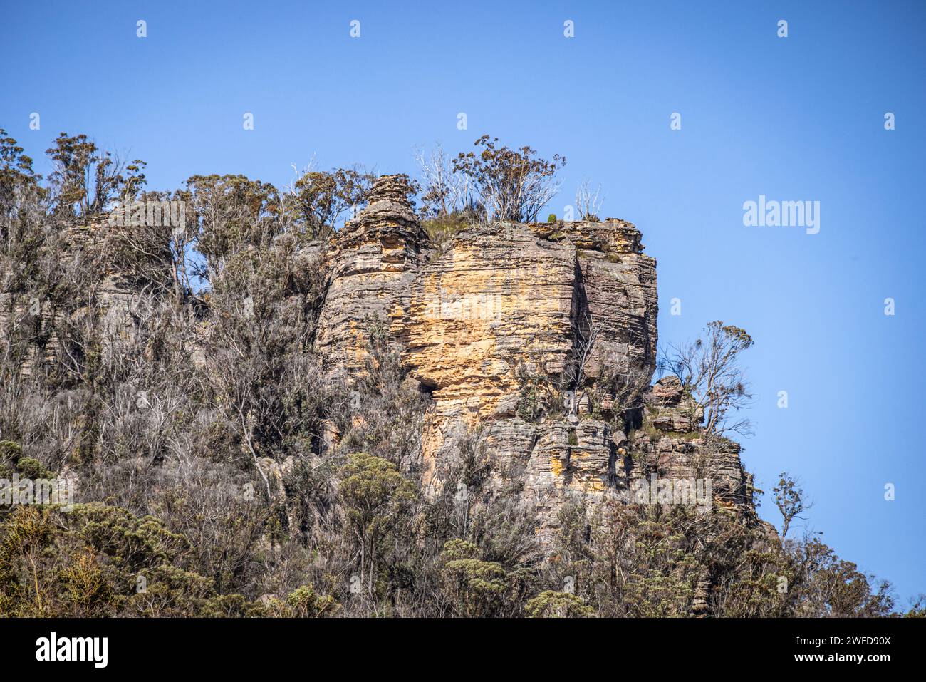 Par les trois Sœurs, Echo point, Katoomba, Blue Mountains, News South Wales, Australie Banque D'Images