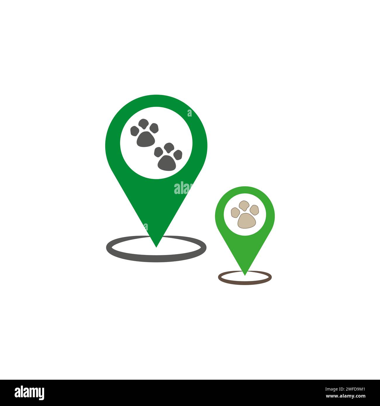 Symbole ou icône de localisation PET et gps. Illustration vectorielle. Image de stock. SPE 10. Illustration de Vecteur