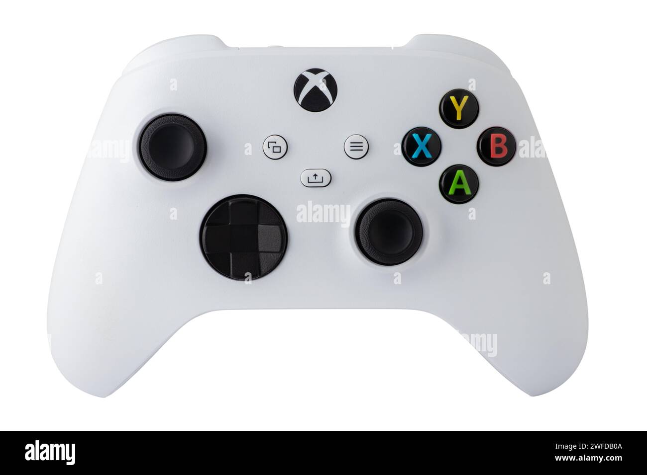 Manette de jeu Xbox Series S sur blanc - 30 août, 2023 - Dnipro, Ukraine. Banque D'Images