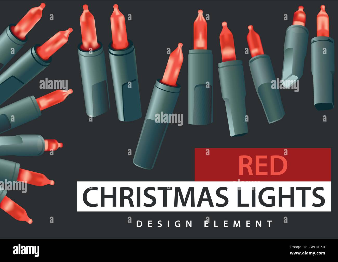 Ensemble de lumières LED rouges de Noël Illustration de Vecteur