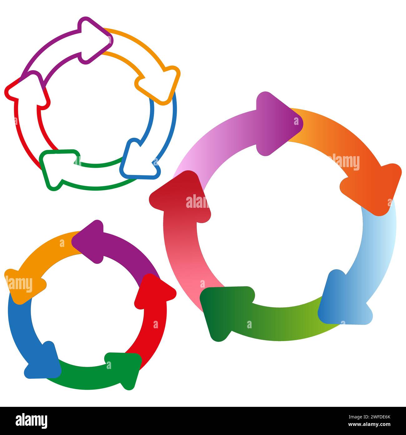 Diagramme de cycle avec flèches définies. graphique circulaire ou circulaire en 1,2,3,4,5,6 étapes. Concept de présentation commerciale. SPE 10. Illustration de Vecteur