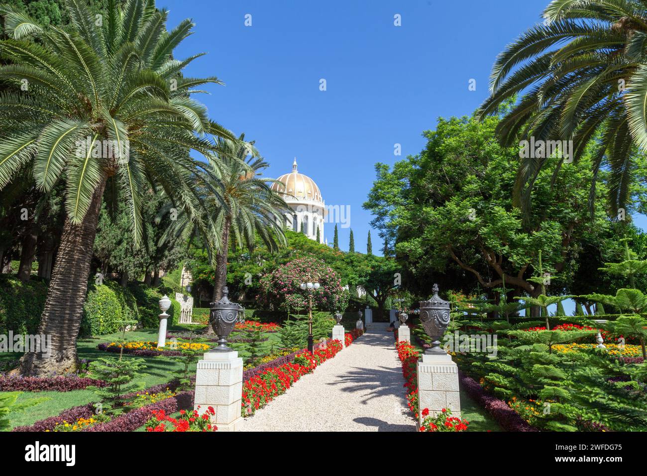 Jardins suspendus de Haïfa (Bahá’í Gärten) dans la ville de Haïfa (Israël) Banque D'Images