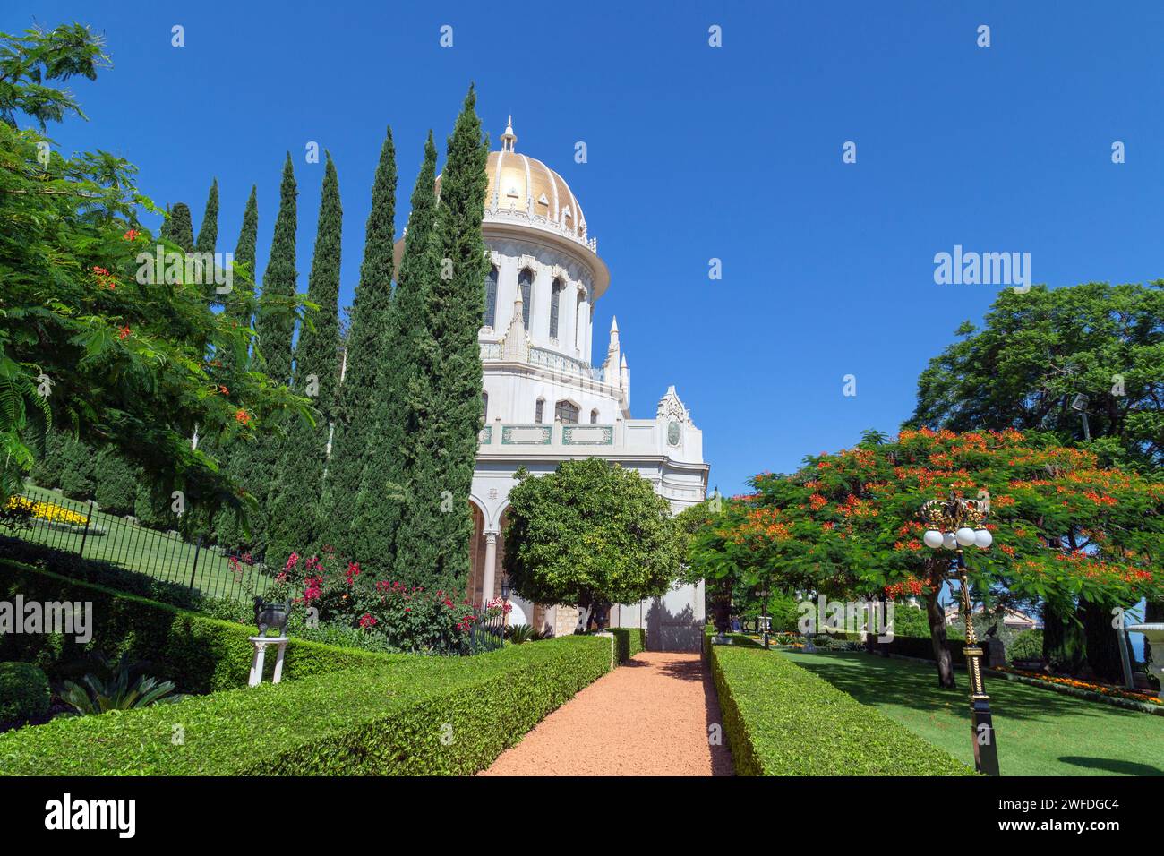 Jardins suspendus de Haïfa (Bahá’í Gärten) dans la ville de Haïfa (Israël) Banque D'Images