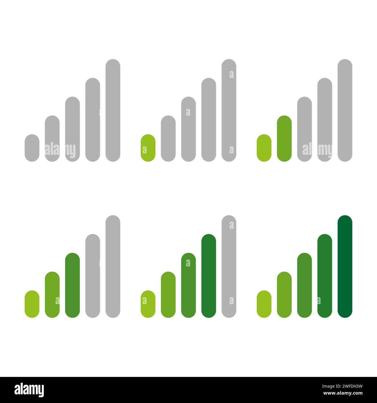 Indicateurs de puissance, de puissance, de progression ou de niveau générique du signal. Taille de fichier faible. Illustration vectorielle. SPE 10. Illustration de Vecteur