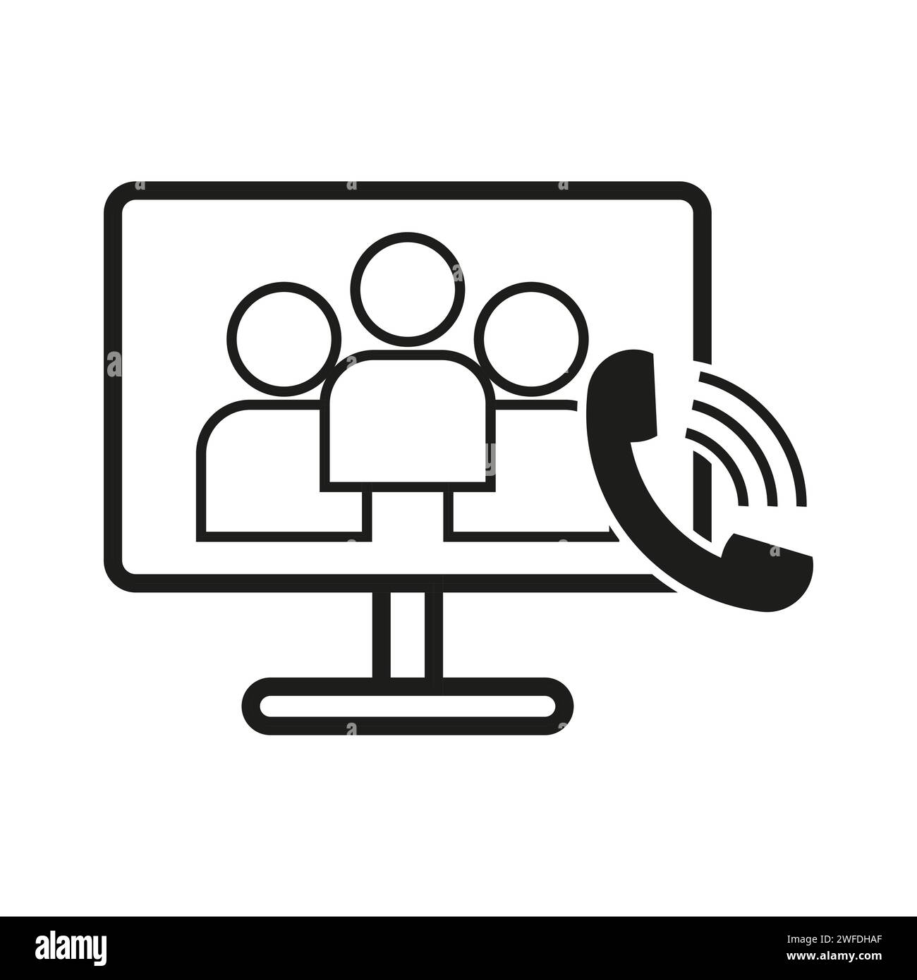 Appel de groupe. Icône téléconférence. Illustration vectorielle. SPE 10. Image de stock. Illustration de Vecteur