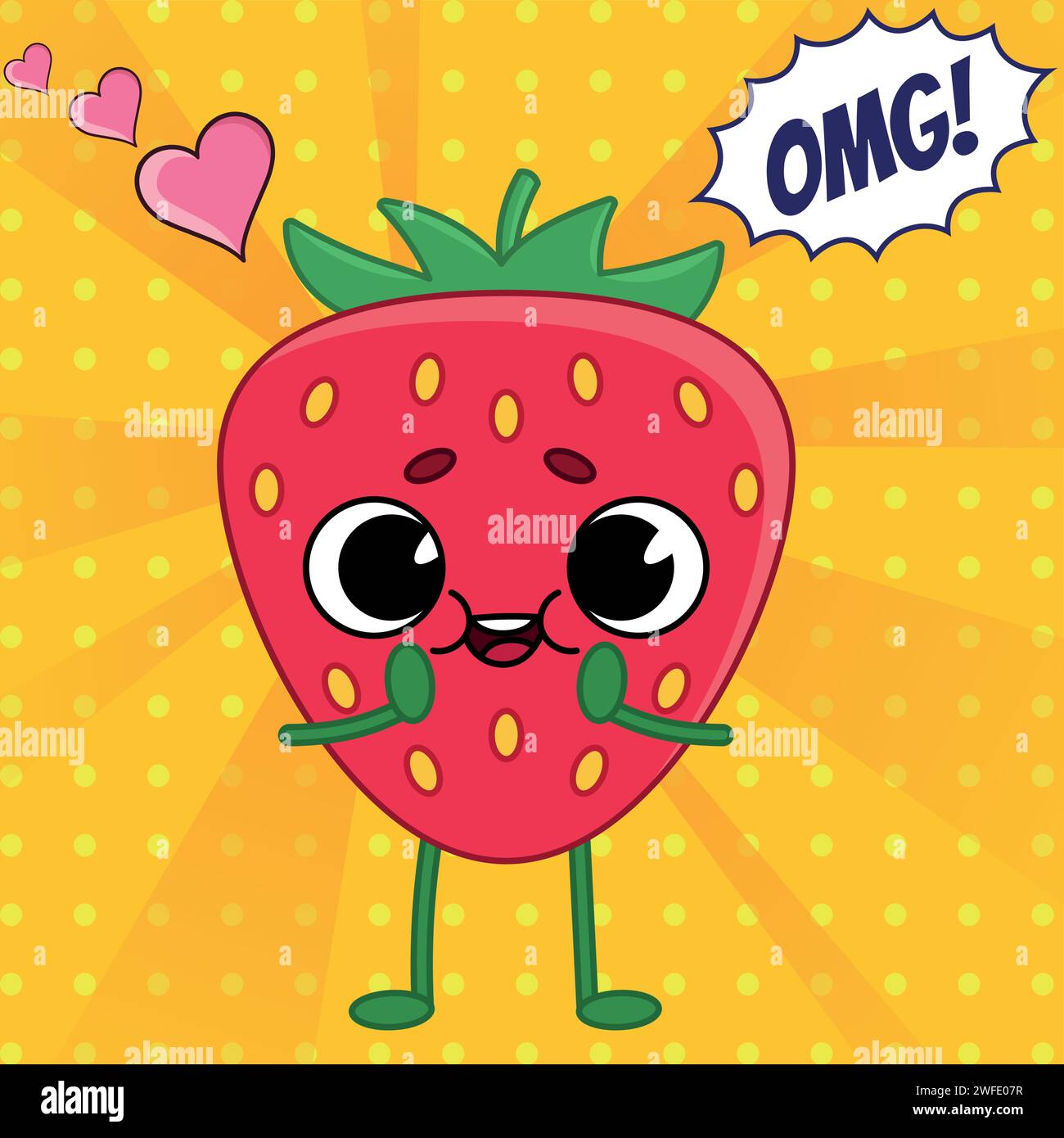 image vectorielle de style pop art de dessin animé fraise Illustration de Vecteur